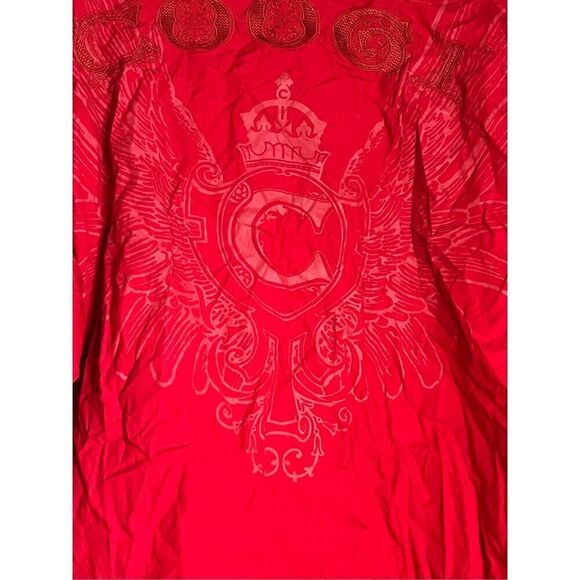 Coogi Shirt Mens XXL Red Cotton Button Up Long Sleeve Embroidered Logo Patches - Picture 5 of 8